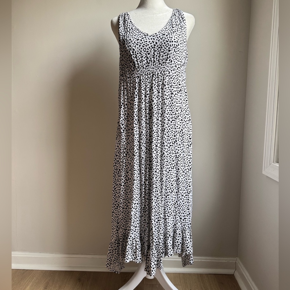 Ellen Tracy Women’s Midi Sleeveless Dress Black And White Size Medium